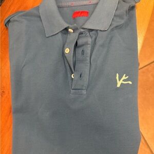 Isaia Slate Blue Polo Shirt with Embroidered Logo